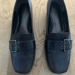 Rockport Espresso Leather Slip-Ons with Metal Buckle